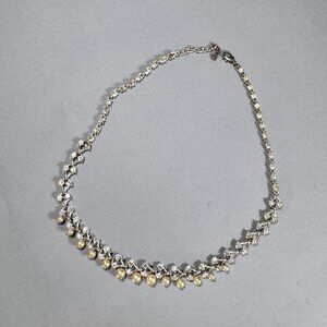 Faux Pearl & Rhinestone Necklace – Elegant Statement Jewelry